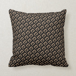 Schönes geometrisches Schwarz/Braun-Beige Muster Kissen