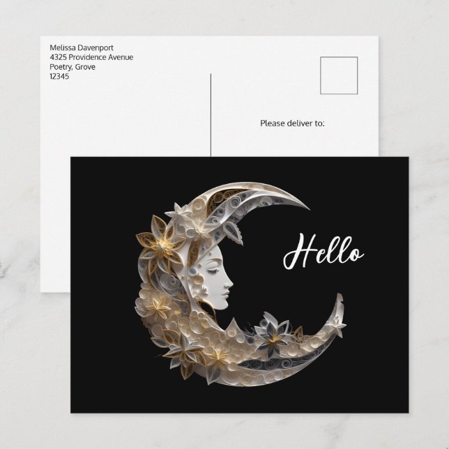 Schönes Gesicht auf dem Mond Postkarte (Vorne/Hinten)