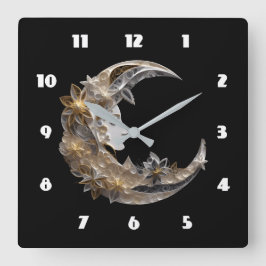 Schönes Gesicht auf dem Mond Quadratische Wanduhr