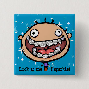 Schönes Gesicht. Gehirne. Orthodontist.Personalis Button