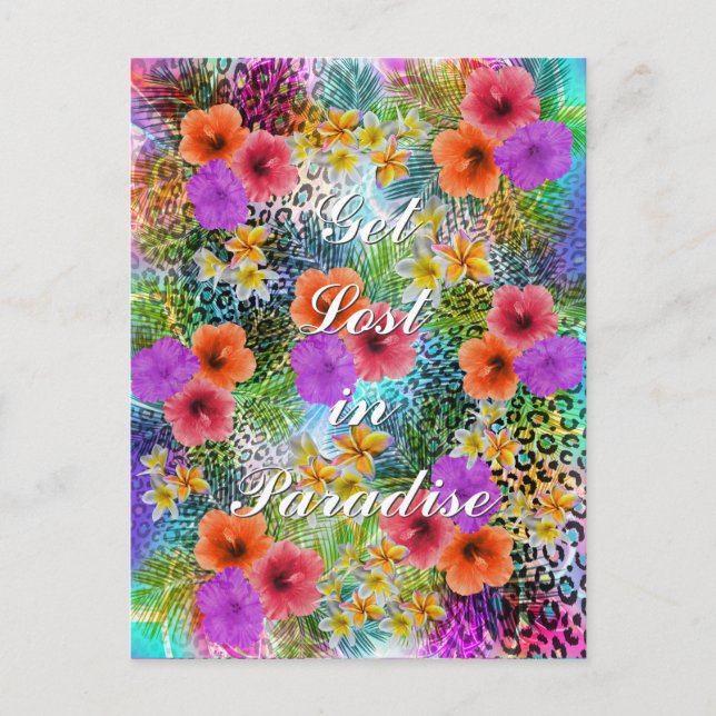 Schönes "Get Love in Paradise" individuelles Zitat Postkarte (Vorderseite)