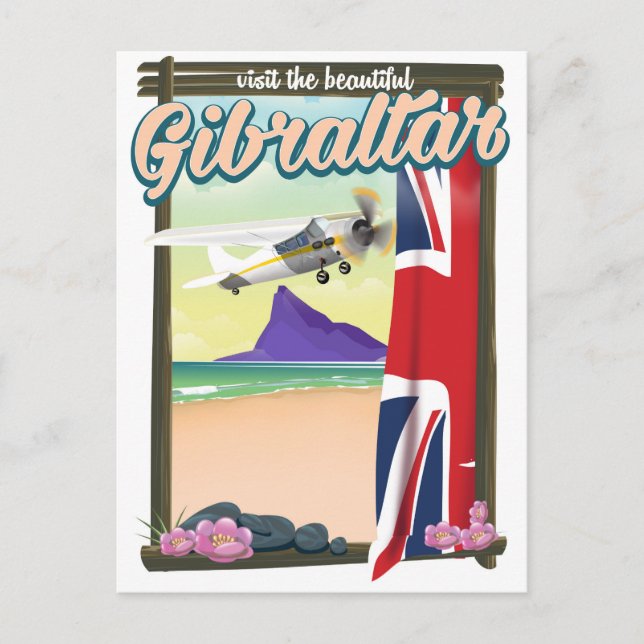 Schönes Gibraltar Reiseplakat Postkarte (Vorderseite)