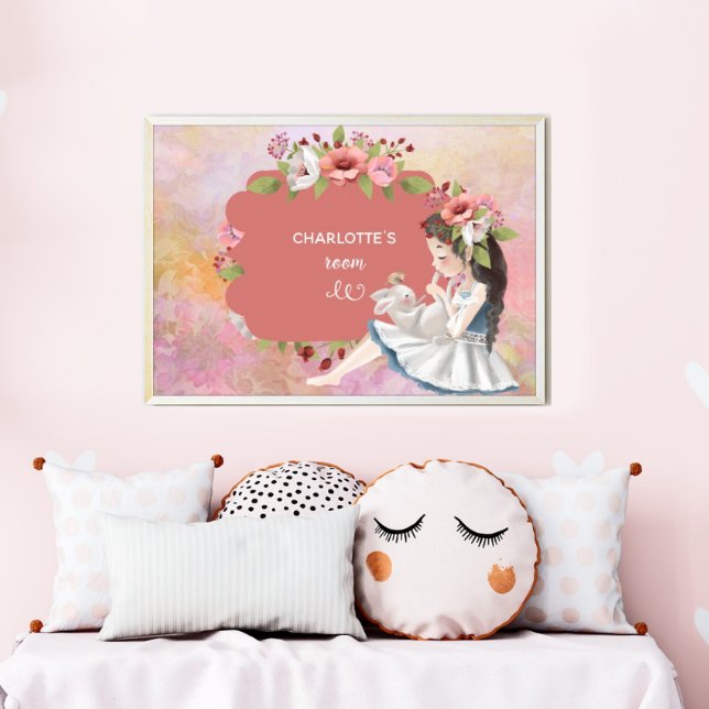Schönes Girl, Bunny und Blume Kinderposter Poster (Von Creator hochgeladen)