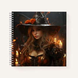 Schönes Girl Halloween Hexe Phantastisch Portrait Notizbuch