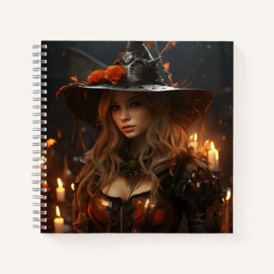 Schönes Girl Halloween Hexe Phantastisch Portrait Notizbuch