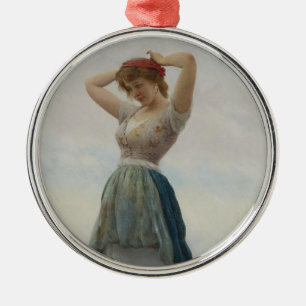Schönes Girl Relaxen am Meer Ornament Aus Metall