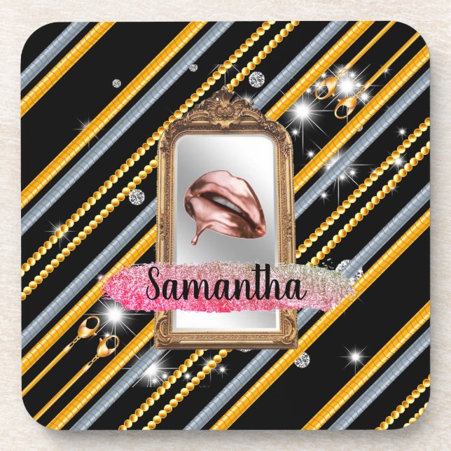 Schönes Girly-Geschenk Eleganter Chic Custom Getränkeuntersetzer (Vorderseite)