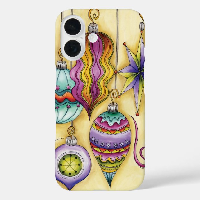 Schönes Glas farbenfrohe Weihnachtsschmuck iPhone 16 Hülle (Rückseite)
