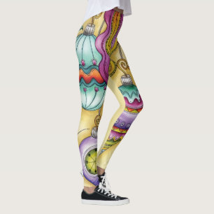 Schönes Glas farbenfrohe Weihnachtsschmuck Leggings