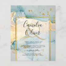 Schönes Glas Gold Hochzeit einladen Türkis