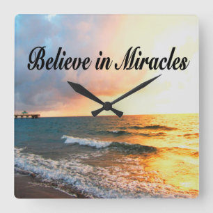 SCHÖNES GLAUBEN IN MIRACLES SUNRISE DESIGN QUADRATISCHE WANDUHR