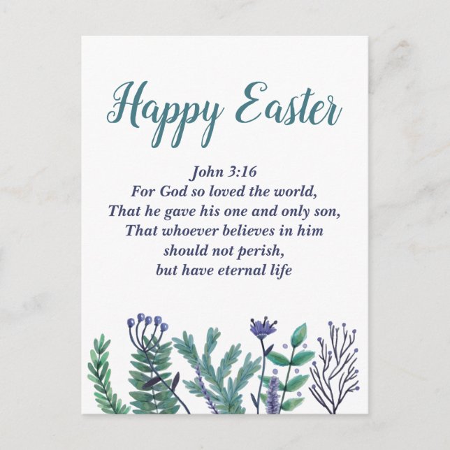 Schönes glückliches Osterfest John 3:16 Bibelverse Postkarte (Vorderseite)