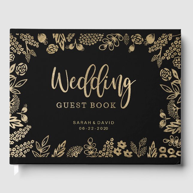 Schönes Gold Foil Wedding Gästebuch (Vorderseite)