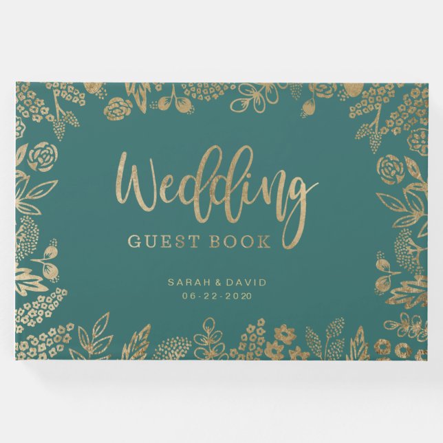 Schönes Gold Foil Wedding Gästebuch (Vorderseite)