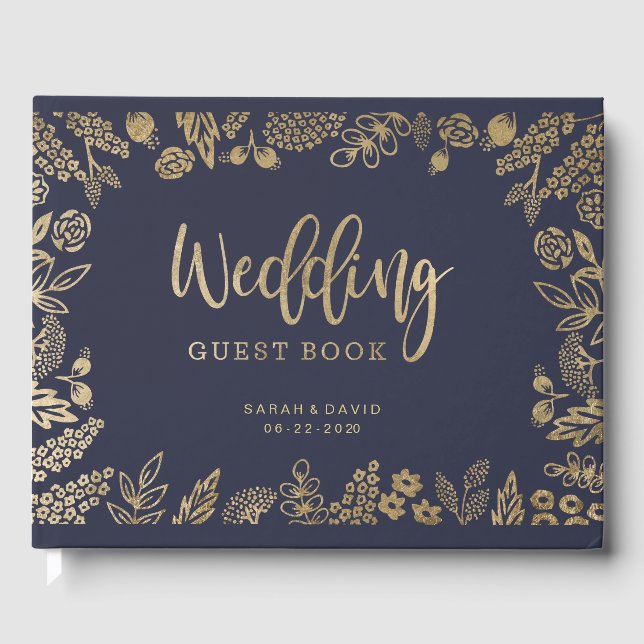 Schönes Gold Foil Wedding Gästebuch (Vorderseite)