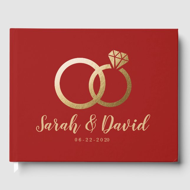 Schönes Gold Foil Wedding Gästebuch (Vorderseite)