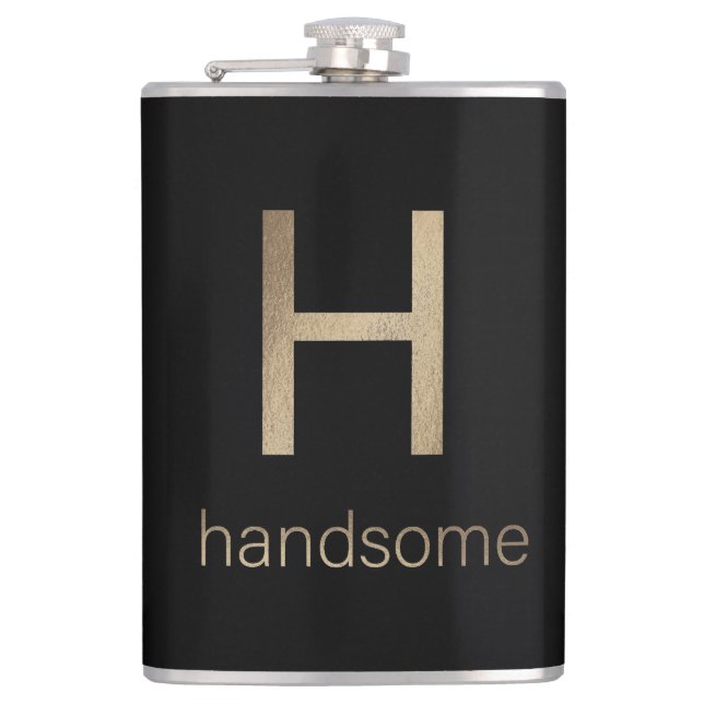 Schönes Gold und Schwarz | Vinyl Wrapped Flask Flachmann (Vorderseite)