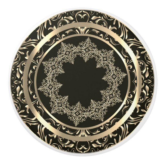 Schönes Golddesign auf schwarz Keramikknauf (Vorderseite)