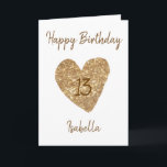 Schönes Goldenes Wasserfarbenherz 13. Geburtstag Karte<br><div class="desc">Beautiful Gold Watercolor Heart 13th Birthday, Birthday Design Made for any granddaughter. If you're looking for some pretty granddaughter birthday cards, teenager birthday cards or thirteenth birthday cards, this one is for you. Das Design Feature hat Gold Heart, Something Attraactive and Beautiful, so, Don't hesitate to personalize in order to...</div>