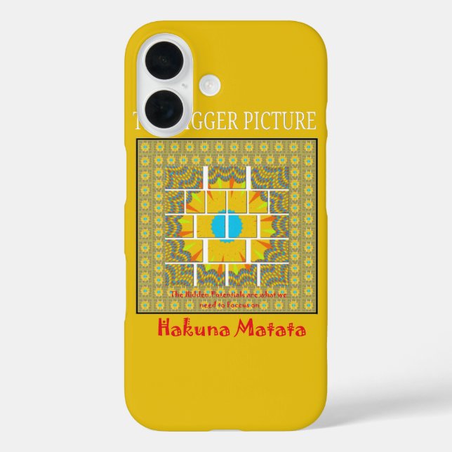 Schönes, goldgelb phantastisches Grafikdesign iPhone 16 Hülle (Rückseite)