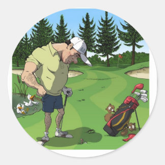 Schönes Golfbild Runder Aufkleber