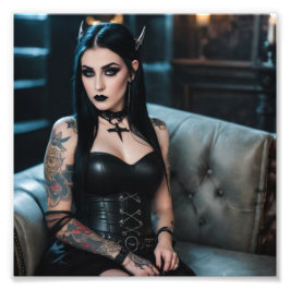 Schönes Goth Girl mit Thorns auf Head Fotodruck