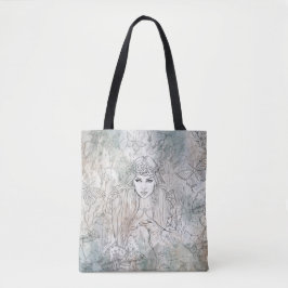 Schönes gotisches Mädchen mit einem von Hand gezei Tasche