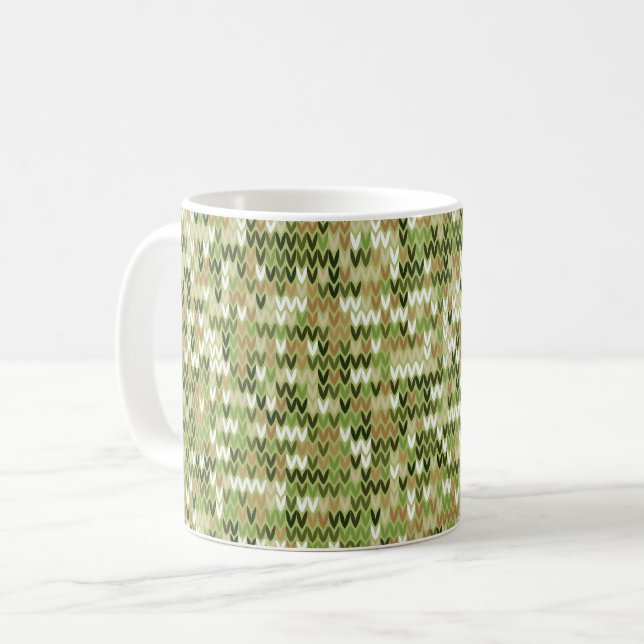 Schönes grandioses Strick in grüner Olivenfarbe Kaffeetasse (Vorderseite Links)