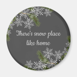Schönes Grau Snowflake & Pine Winter Zuhause Magne Magnet
