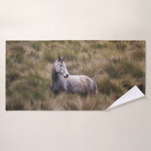 Schönes graues, farbiges Pferd Badhandtuch Set
