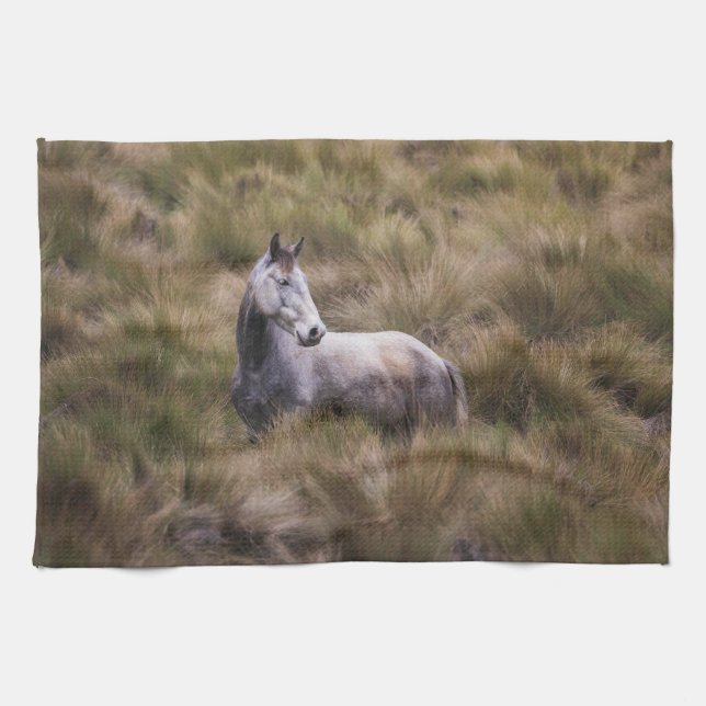 Schönes graues, farbiges Pferd Geschirrtuch (Horizontal)