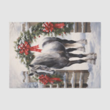Schönes Graues Pferd mit Wintergarten Weihnachten