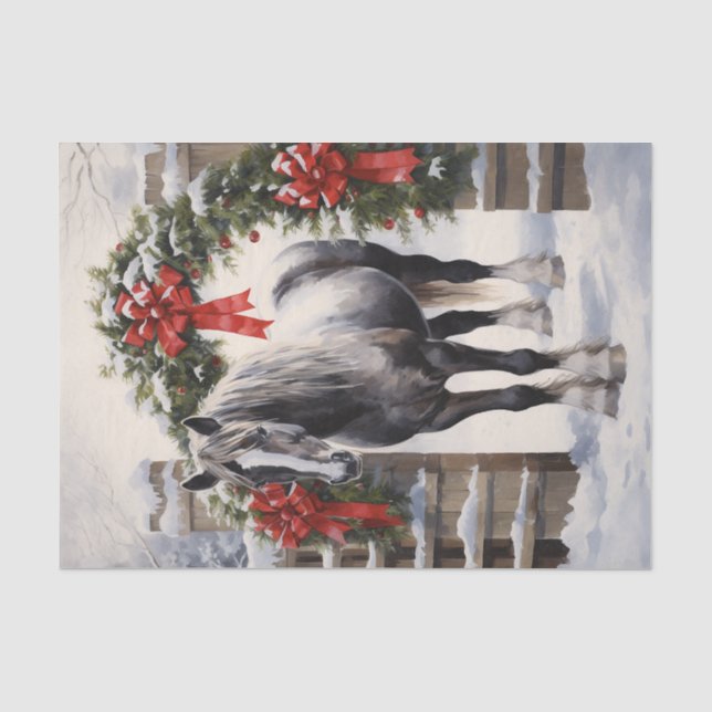 Schönes Graues Pferd mit Wintergarten Weihnachten Seidenpapier (Vorderseite)