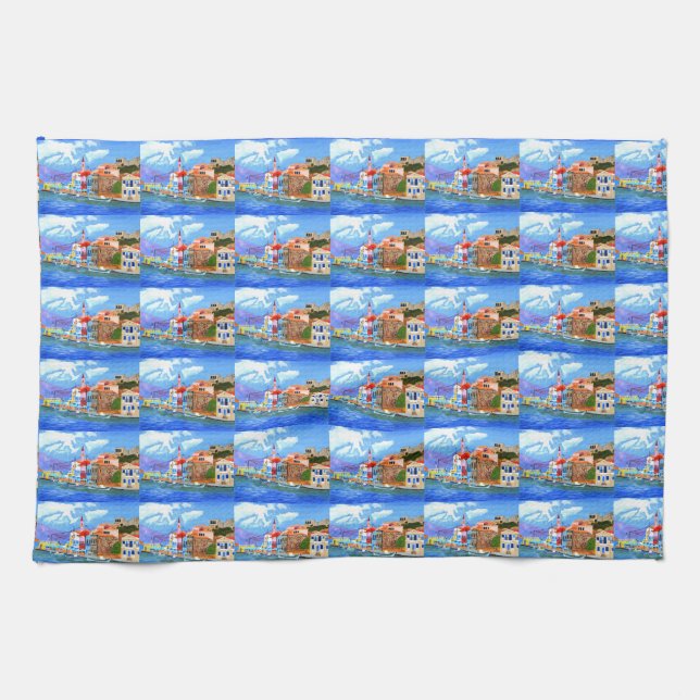 Schönes griechisches Baumwollgewebe Geschirrtuch (Horizontal)