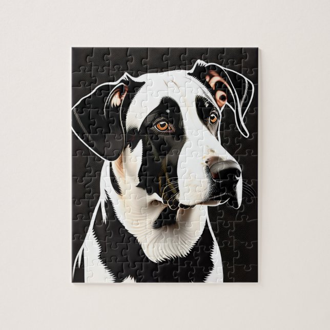 Schönes großes Schwarz-Weiß-Hundeportrait (Vertikal)