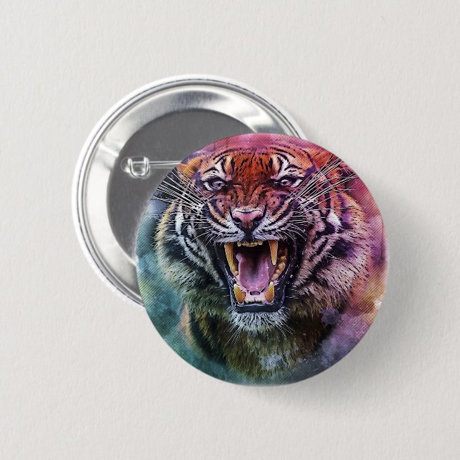 Schönes Growling Bengalisch Tiger Face Foto Button (Vorne & Hinten)