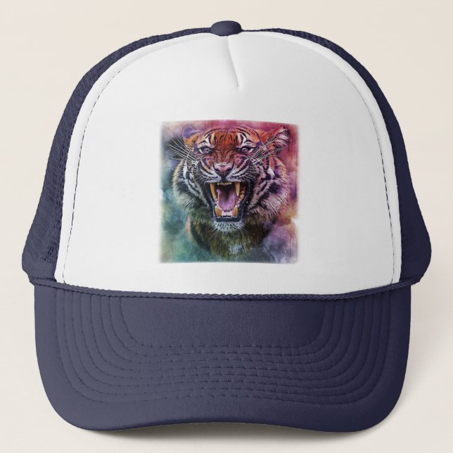 Schönes Growling Bengalisch Tiger Face Foto Truckerkappe (Vorderseite)