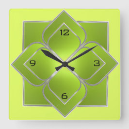 Schönes Grün Quadratische Wanduhr