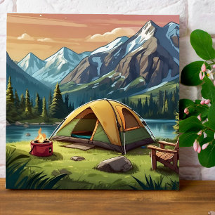 Schönes Grünes Aquarell Naturschönes Camping Maler Poster