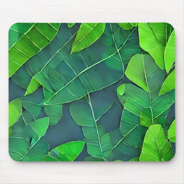 Schönes, grünes Blätter Muster Mousepad (Vorne)