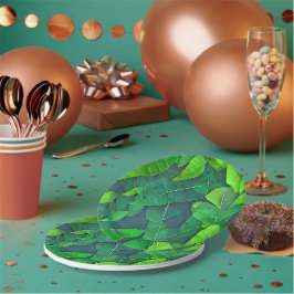 Schönes, grünes Blätter Muster Pappteller