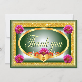 Schönes grünes Blumendesign danke Karte