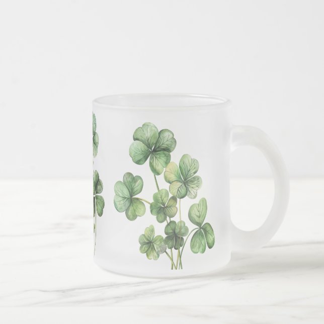 Schönes grünes Kleeblatt Mattglastasse (Rechts)