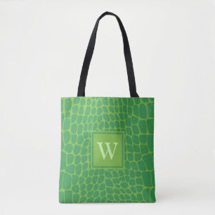 Schönes grünes Snakeskin-Monogramm Tasche