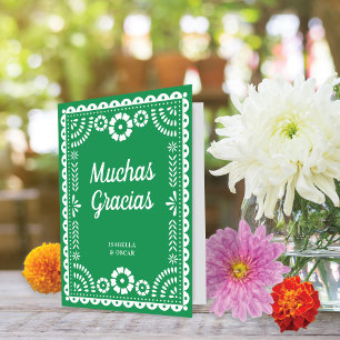 Schönes Grünpapp Picado Wedding Dankeskarte