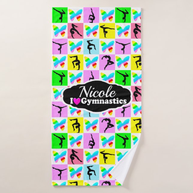 SCHÖNES GYMNASTICS-BUTTERFLY-DESIGN BADEHANDTUCH (Badehandtuch)