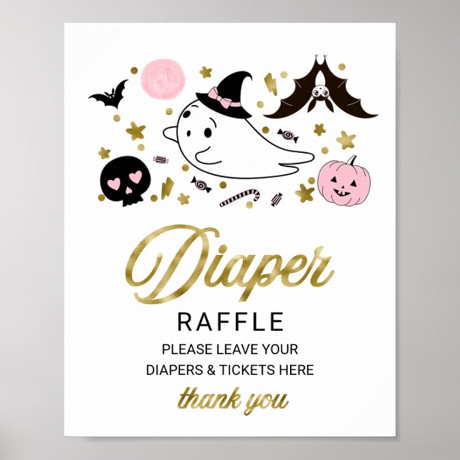 Schönes Halloween Baby Duschdusche Windeln Raffle  Poster (Vorne)