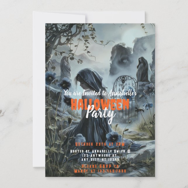 Schönes Halloween-Party für den weiblichen Friedho Einladung (Vorderseite)