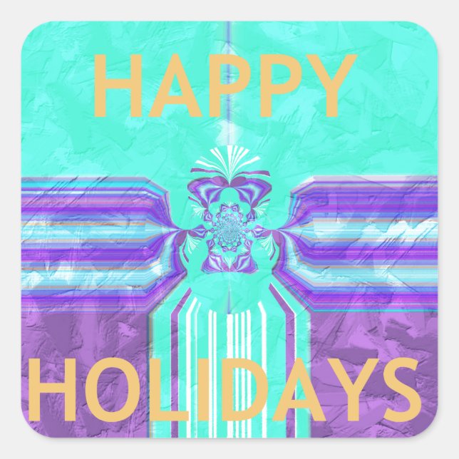 Schönes Happy Holidays Blue Cyan Vektordesign Quadratischer Aufkleber (Vorderseite)