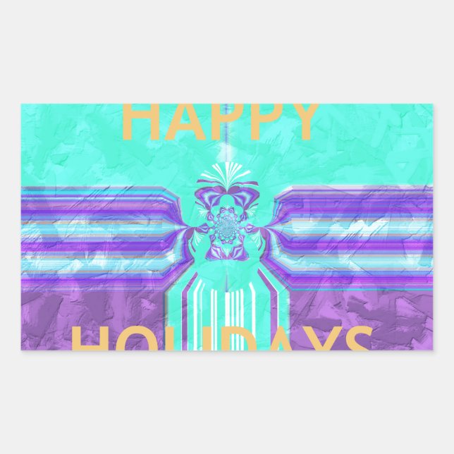 Schönes Happy Holidays Blue Cyan Vektordesign Rechteckiger Aufkleber (Vorderseite)